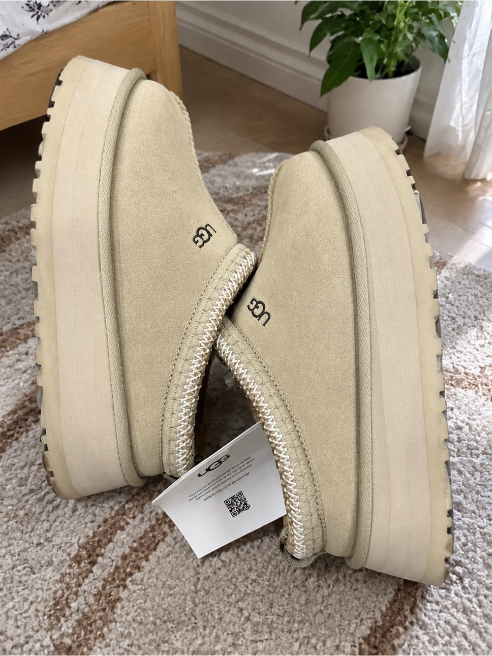 UGG Sand Suede Platform Clog Mules